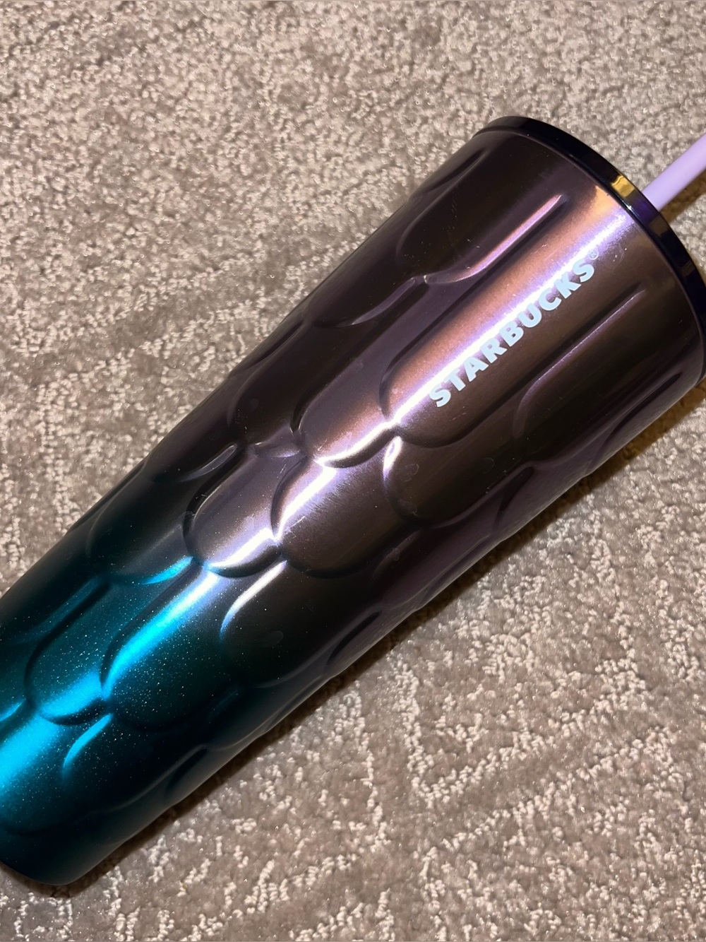 New Starbucks Purple & Teal Twilight Ombre Mermaid Scales Stainless Tumbler 24oz